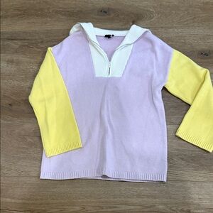 Express V-Neck Sweater in Yellow and Pink